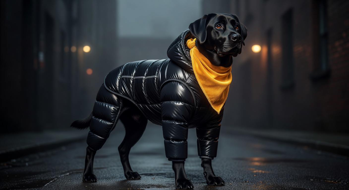 Black Midnight Dog Puffer Jacket